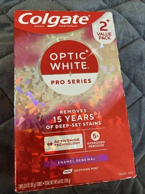Lot of 2 Colgate Optic White Pro Series Enamel Renewal Toothpaste, 3oz