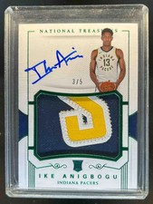 2017-18 National Treasures Ike Anigbogu RC Patch Emerald Auto #3/5 Pacers