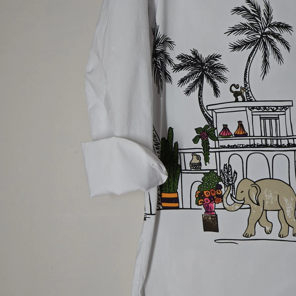 Blusa de diseñador Joseph Ribkoff para mujer talla S elástica popelina estampado animal larga Foto 3 de 4