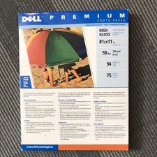 Dell Premium Photo Paper 8 1/2 x 11 High Gloss Sealed New 75 Sheets for InkJet