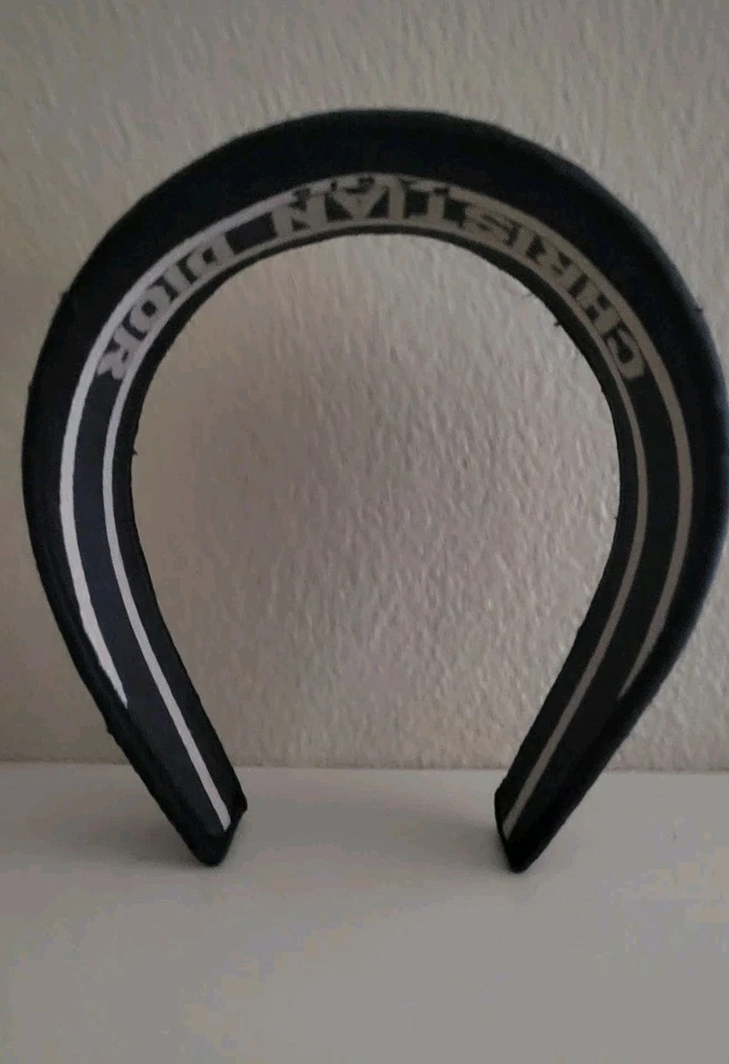 Christian DIOR Designer Women's Navy Blue Logo D-Oblique Headband Hair Accessory - Image 4 of 4