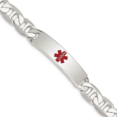 Sterling Silber poliert medizinisches Anker Glieder ID Armband 26,1 g Herren Damen