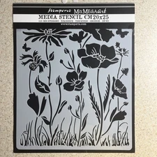 Stamperia Stencil 7.87"X9.84"- Poppy And Flower KSTD072