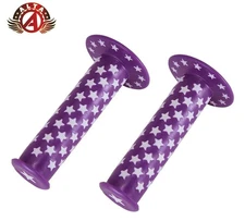 ALTA Star Handlebar Grips 7/8" 124mm Purple/White Flanged Lowrider Cruiser BMX.