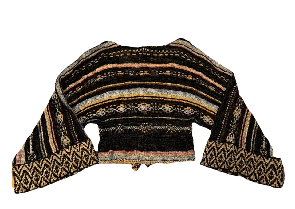 Cárdigan suéter Free People S negro boho lux cuello en V con mangas anchas Foto 3 de 4