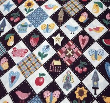 Springs Industries Cotton Quilt-Inspired Fabric 1/2 yard x 42" Black Multi-Color