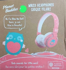 Planet Buddies - Owl On Ear Wired Headphones - Pink And White