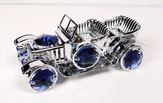 Voiture rétro Crystocraft collection luxe en métal chromé et strass