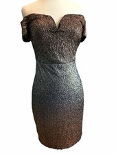 NWT 2 Guess Metallic Bodycon Off-shoulder Dress Ombré