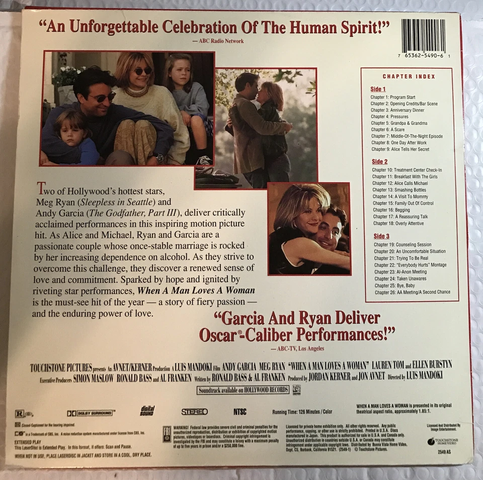 When A Man Loves A Woman Letter Box Laserdisc Movie-Rated R - Image 2 of 2