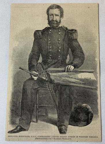 1861 magazine engraving~BRIGADIER GENERAL WILLIAM S ROSECRANS