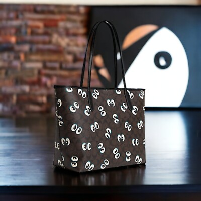 COACH HALLOWEEN SIGNATURE CITY TOTE Googly Eyes Carryall