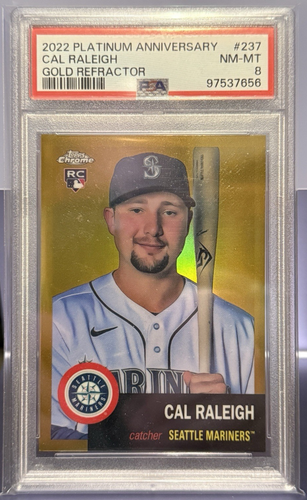 2022 Topps Chrome Platinum Anniversary Cal Raleigh Gold Rc #237 (02/50) PSA 8