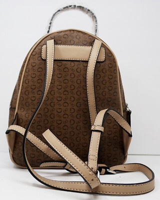 GUESS Brown Logo Mini Backpack with Cream Trim Brown Logo Manhattan Backpack | GUESS main image 3