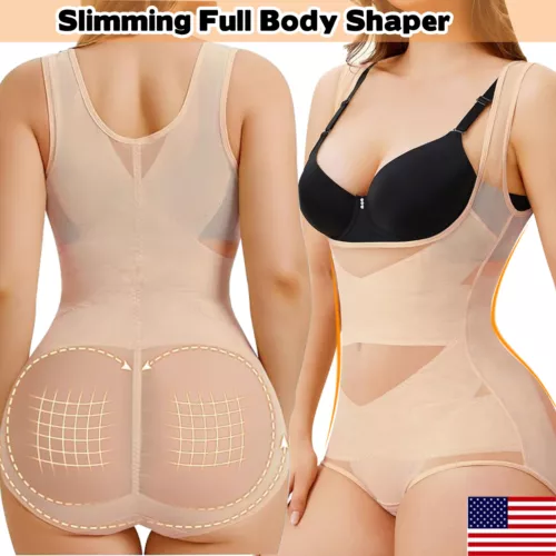 Women Tummy Control Shapewear Bodysuit Hi-waist Butt Lifter Open Bust Slimming - Picture 1 of 23