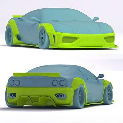 1:24 Ferrari 360 LB Style Widebody Kit Trankit For F360 Tamiya