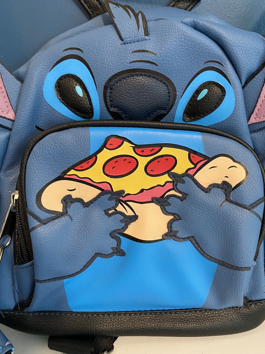 Disney Stitch Pizza Faux Leather Mini Blue Backpack Carry  display picture 3