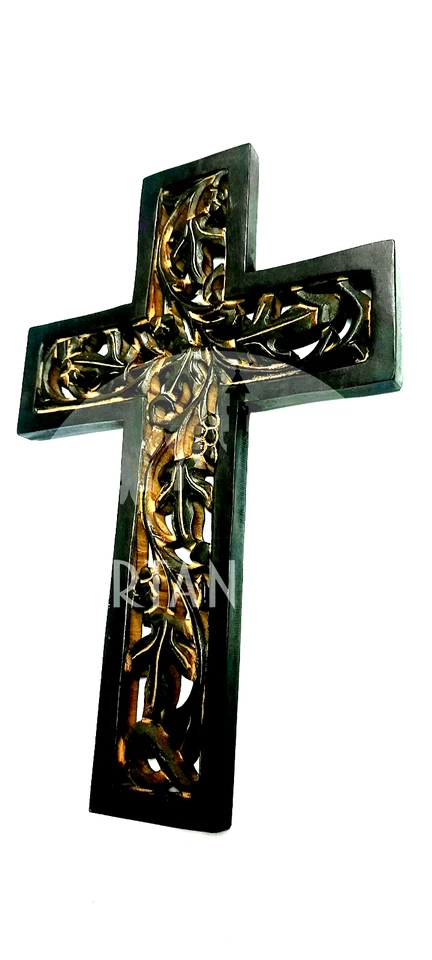 Handmade Wood Cross, Wall Hanging Wooden Cross, Wall Christian Cross Religious - Image 2 of 4