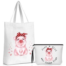 Sieral 2 Pcs Pigs Lover Gift for Girl Women Travel Cosmetic Bags Pig Portable...