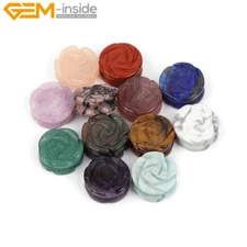 Natural Hand Carved Rose Flower Plant Gemstones Jewelry Making Beads 14mm 12Pcs
