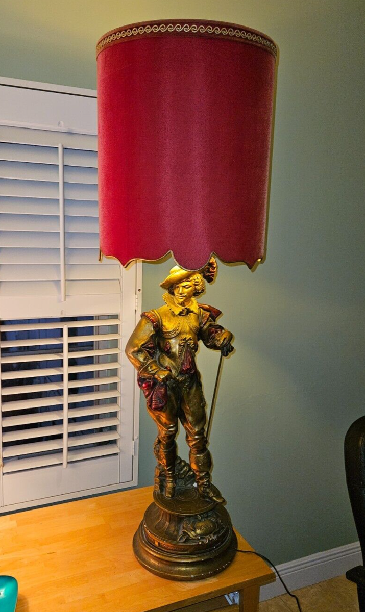 Mid Century Vintage France Statue Lamp DUC DE VENDOME Original