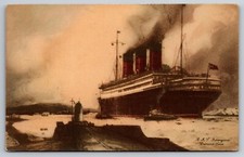 AS Cunard Line Steamer Steamship RMS Berengaria Antique Postcard Ship 1910s