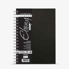 Daler Rowney Ebony A5 Spiral Sketchbook Portrait Black 40 Sheets SLIGHTLY DUSTY