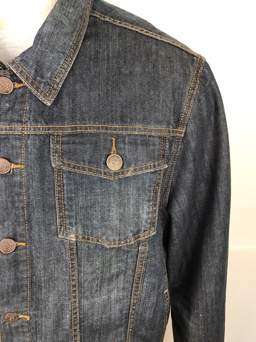 Men's Seven 7 Jean Denim Jacket Dark Blue Button Front size Men's Seven 7 Jean Denim Jacket Dark Blue Button Front size