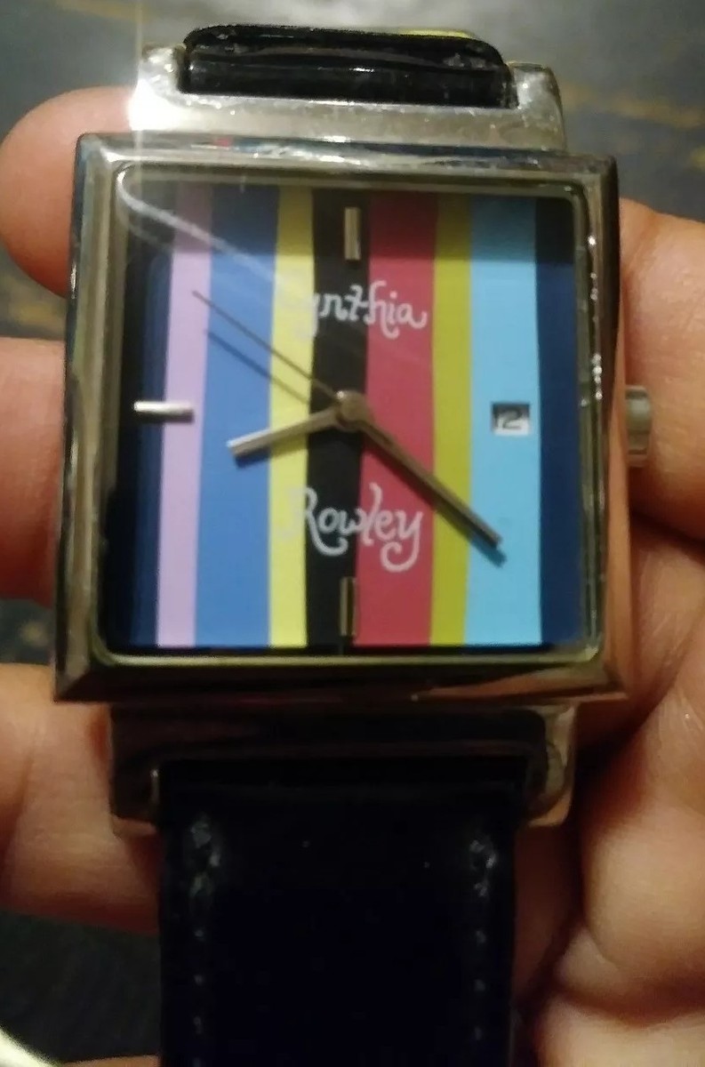 Cynthia Rowley Watch Cr442 Multicolor Black Leather Band Stainless Steel Case Cynthia Rowley Watch Cr442 Multicolor Face Black Leather  main image 2