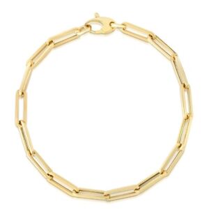 14kt Yellow Gold Lite PAPERCLIP Link Chain Bracelet/Anklet 10 Inch  3.3MM