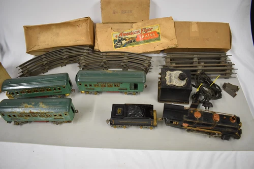 American Flyer O gauge engine, tender prewar passenger train set original unrest