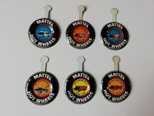 Vintage Hot Wheels 1969 The Heavyweights Full Set Of 6 Collector Badges Rare