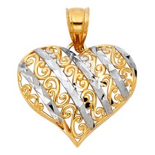 Small Tiny 14k Gold Womens Heart Shape Love Charm Pendant For Necklace or Chain