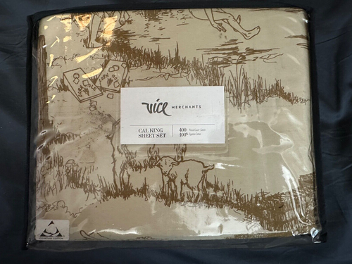 Vice Merchants California King Sheet Set Cowpokes Wheat NIP