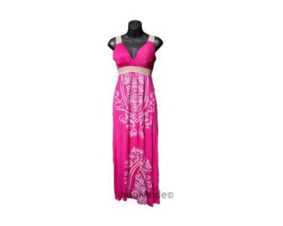 Hot Pink Embroidery Beach Sunset Summer Tropical Sundress with Spaghetti  Straps | eBay