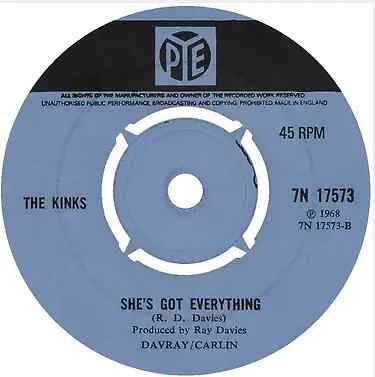 The Kinks Days / Shes Got Everything PUSH-OUT CENTRE Vinyl Single 7inch