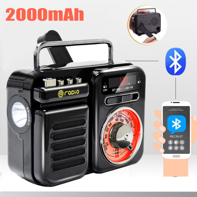 Bluetooth Solar Radio Hand Crank Emergency AM/FM WB SOS with USB LED Flashlight-