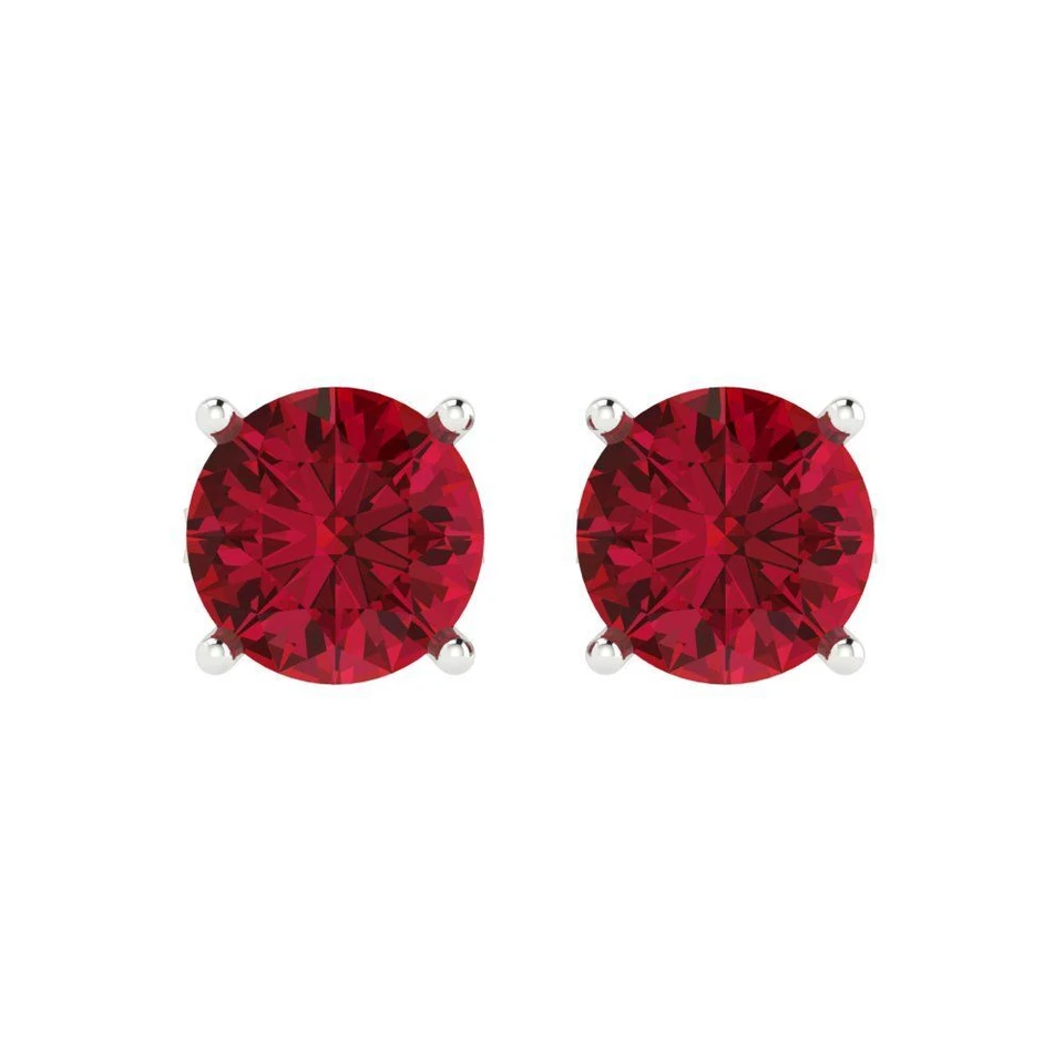 Simulated Pink Tourmaline Stud Earrings, Push Back (4 cttw, 8.0mm, Round-Cut) - Image 3 of 4