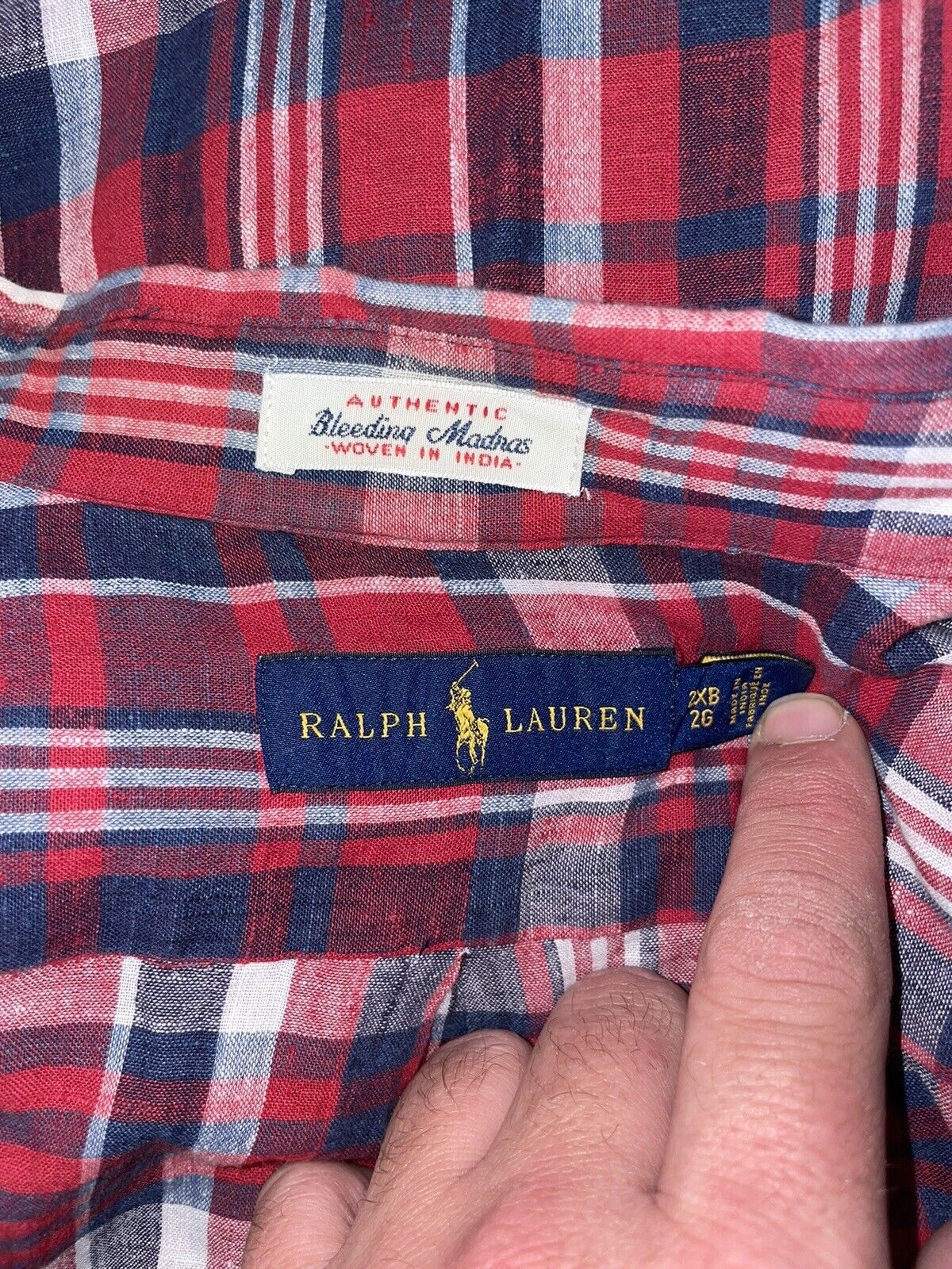 SUMMER WEIGHT POLO RALPH LAUREN BLEEDING MADRAS S… - image 4