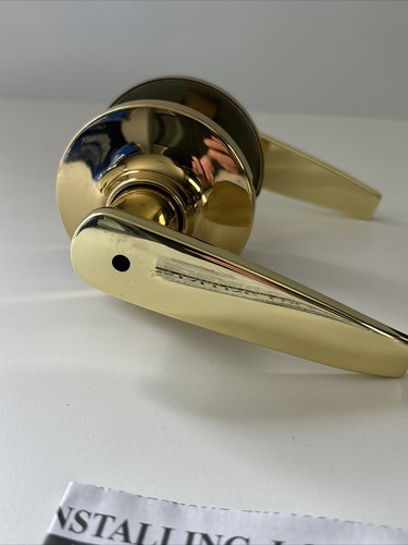 Polished Brass Privacy Bed and Bath Door Lever Handle Lock set for Mobile Home - Picture 3 of 3