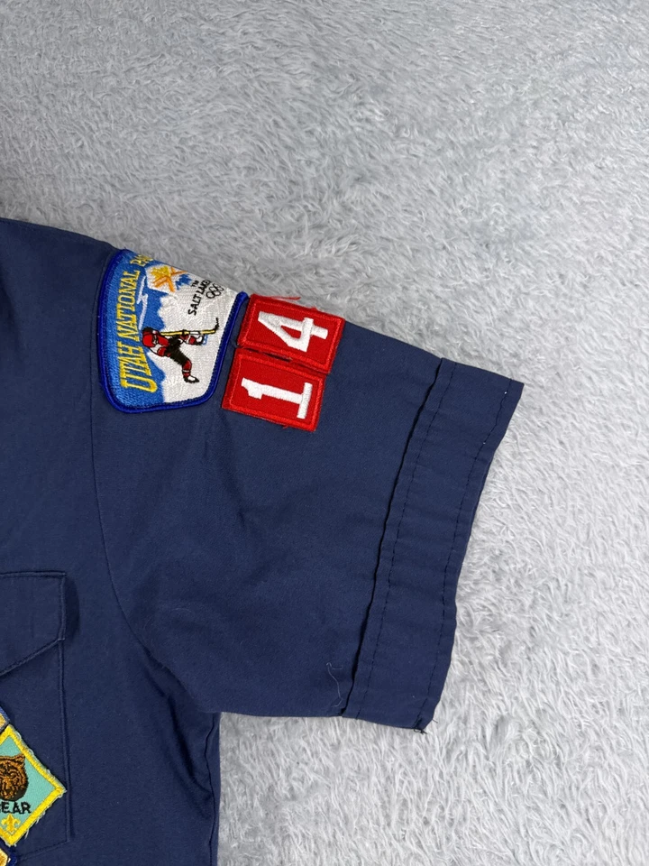 VINTAGE Boy Scouts of America Shirt Youth Large Blue Button Up Polyester Utah - Image 2 of 4