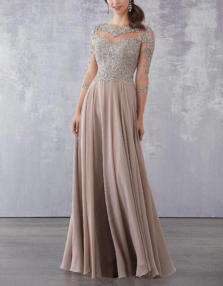 A-Line Applique Beaded Mother of The Bride Dresses Elegant Long Chiffon  Evening | eBay