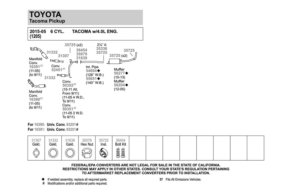 For Toyota Tacoma 05-12 Exhaust Muffler and Pipe Assembly Quiet-Flow Stainless Foto 3 de 4