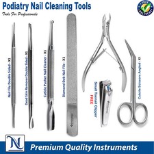 Podiatry Nail Surgery Toenail Removal Nipper Cuticle Pusher Gauge Nail Files Set
