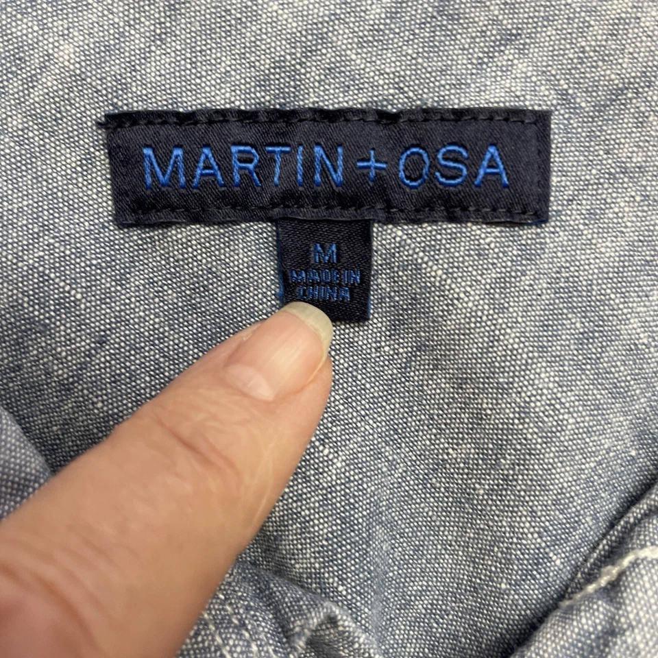 Martin + Osa Western Shirt Mens M Light Blue Short Sleeve Pearl Snap Hipster - Image 3 of 4