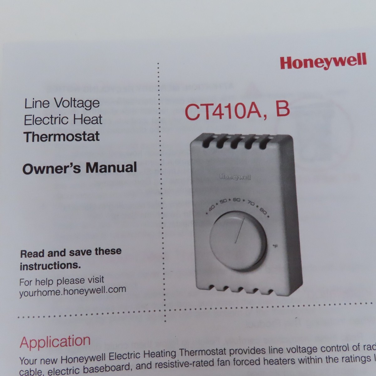Honeywell Home CT410A Non-Programmable Electric Heat Thermostat 4 Wire |  eBay