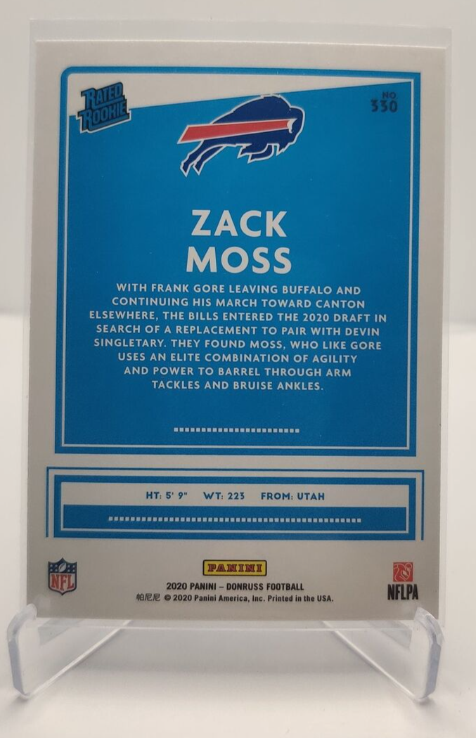 2020 Donruss Zack Moss Blue Press Proof Rated Rookie RC Buffalo