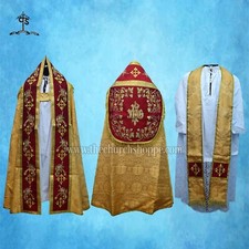 Set Di Coperta E Stola Gialla Con Ricamo IHS, Capa Pluviale, Chape, Far Fronte