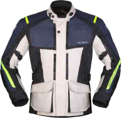 MODEKA Varus Motorradjacke hellgrau blau CE AA 3in1 Allwetterjacke Thermo Gr 3XL