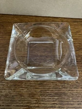 vintage 4 1/2 square clear glass 4 slot cigar ashtray anchor hocking.E
